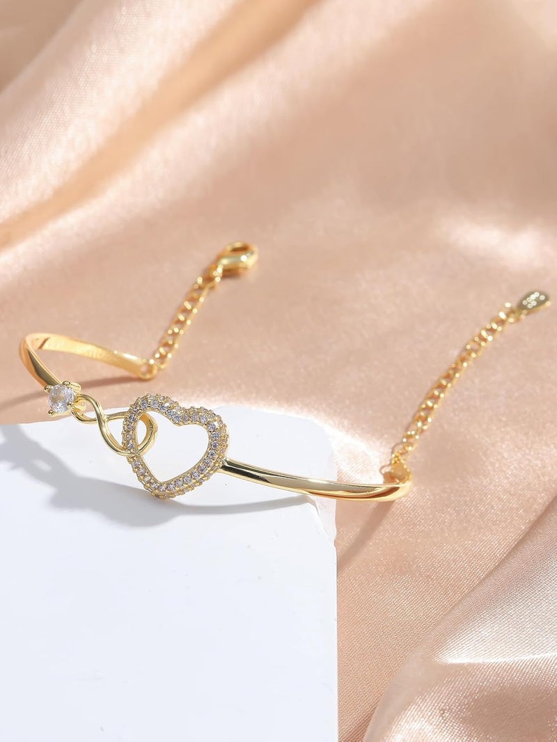 DivaGlamz To My Daughter Forever Connected Bracelet, Infinity Forever Love Heart Bracelets You Are Always In Mine From Mom Cubic Zirconia Adjustable Inspirational Gift Jewelry - Image 2